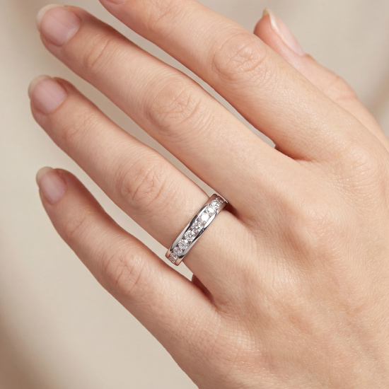 Damen Ring 925 Sterling Silber rhodiniert Zirkonia rundum Silberring