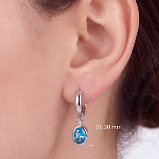 Creolen 925 Sterling Silber 2 Zirkonia hellblau blau Ohrringe Silbercreolen