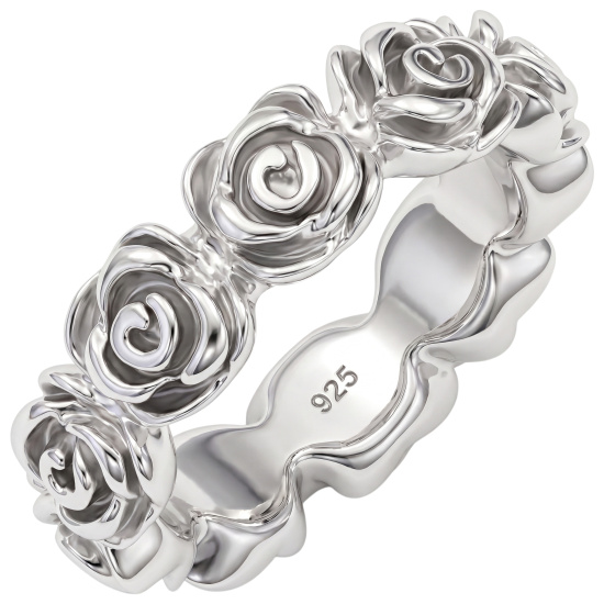 Damen Ring Rosen 925 Sterling Silber rhodiniert Silberring