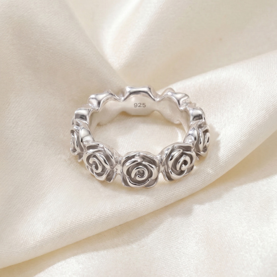 Damen Ring Rosen 925 Sterling Silber rhodiniert Silberring