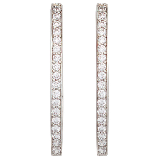 Creolen oval 925 Sterling Silber mit 36 Zirkonia Ohrringe Silbercreolen