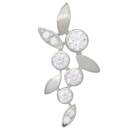 Anhänger 925 Sterling Silber rhodiniert mattiert mit 8 Zirkonia