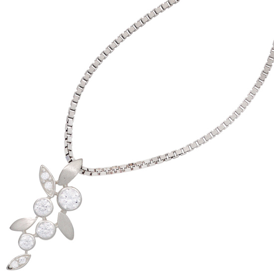 Anhänger 925 Sterling Silber rhodiniert mattiert mit 8 Zirkonia