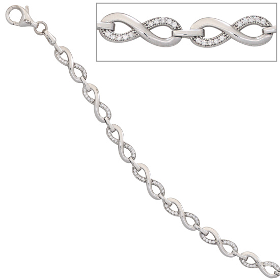 Armband Unendlichkeit 925 Sterling Silber mit 100 Zirkonia 19 cm Silberarmband