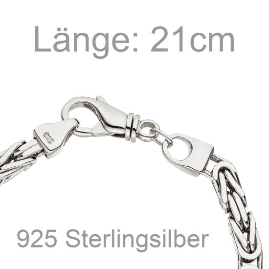 Königsarmband 925 Sterling Silber 21 cm Armband Silberarmband Karabiner