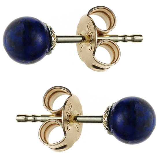Ohrstecker Kugel 585 Gold Gelbgold 2 Lapislazuli blau Ohrringe Goldohrstecker