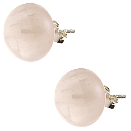 Ohrstecker rund 925 Sterling Silber 2 Rosenquarze Ohrringe