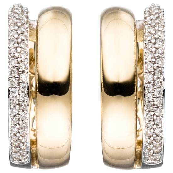 Creolen 585 Gold Gelbgold bicolor 86 Diamanten Brillanten Ohrringe