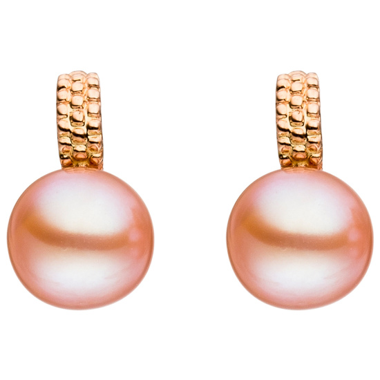 Ohrstecker 585 Gold Rotgold 2 rosa Süßwasser Perlen rosa rosé Ohrringe