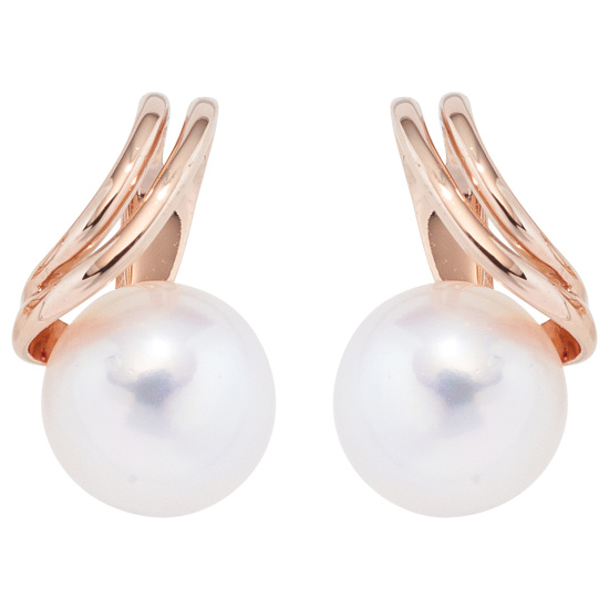 Ohrstecker 585 Gold Rotgold 2 Süßwasser Perlen Ohrringe Perlenohrstecker