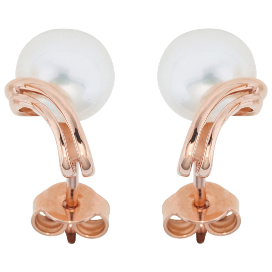 Ohrstecker 585 Gold Rotgold 2 Süßwasser Perlen Ohrringe Perlenohrstecker