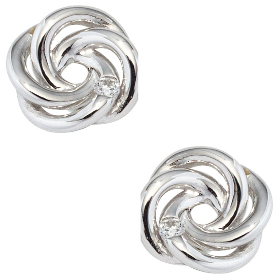 Ohrstecker verschlungen 585 Gold Weißgold 2 Diamanten Brillanten Ohrringe