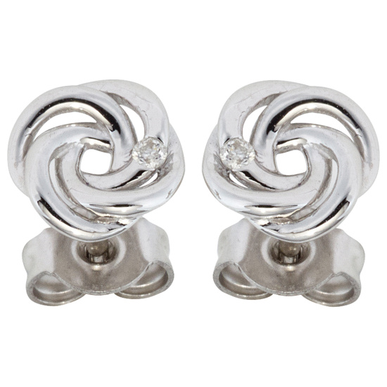 Ohrstecker verschlungen 585 Gold Weißgold 2 Diamanten Brillanten Ohrringe