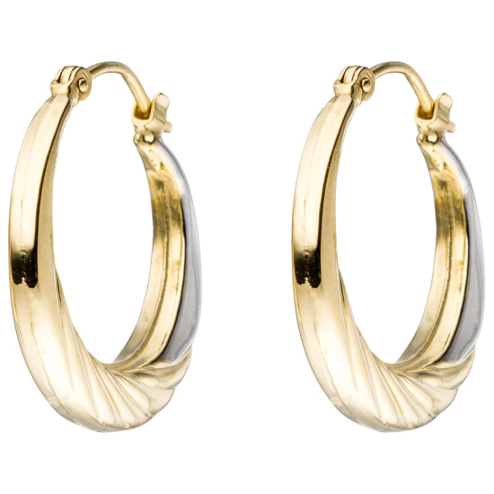 Creolen rund 333 Gold Gelbgold bicolor Ohrringe Goldohrringe Goldcreolen