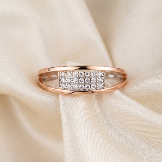 Damen Ring 925 Sterling Silber bicolor mit Zirkonia Silberring