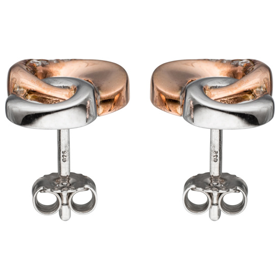 Ohrstecker 925 Sterling Silber bicolor vergoldet mit 10 Zirkonia Ohrringe