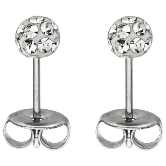 Ohrstecker Kugel Edelstahl mit Kristallsteinen Ohrringe Kugelohrstecker