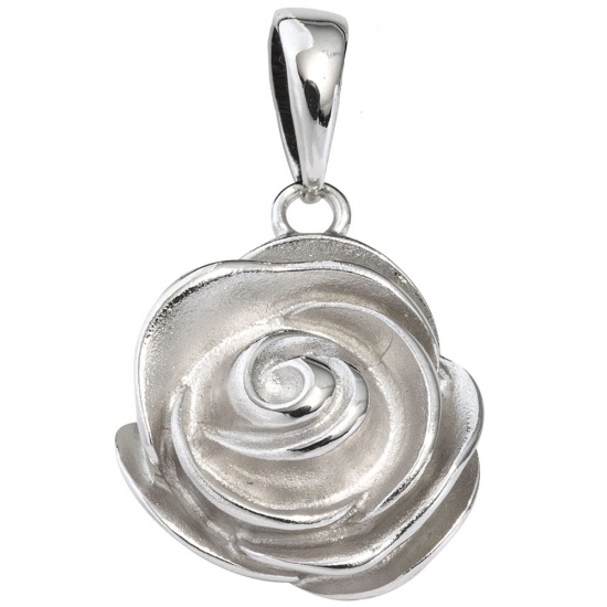 Anhänger Rose 925 Sterling Silber rhodiniert mattiert