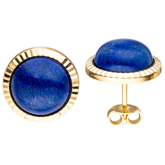 Ohrstecker rund 333 Gold Gelbgold 2 Lapislazuli blau Ohrringe Goldohrringe