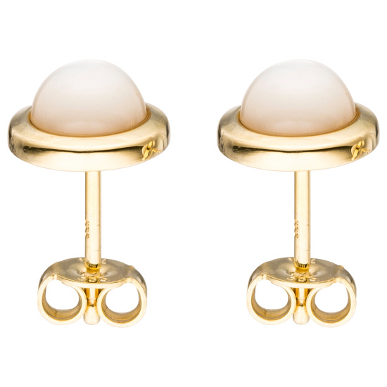Ohrstecker rund 333 Gold Gelbgold 2 Perlmutt-Steine Ohrringe Goldohrringe