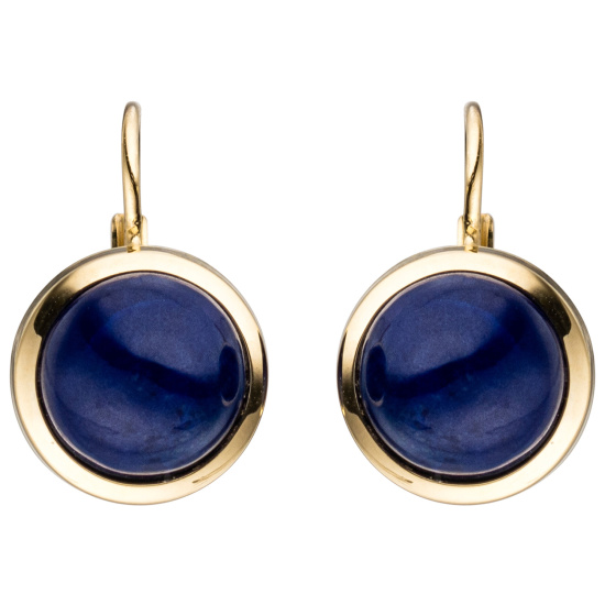 Boutons rund 333 Gold Gelbgold 2 Lapislazuli blau Ohrringe Ohrhänger