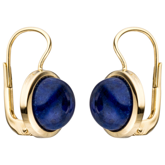 Boutons rund 333 Gold Gelbgold 2 Lapislazuli blau Ohrringe Ohrhänger