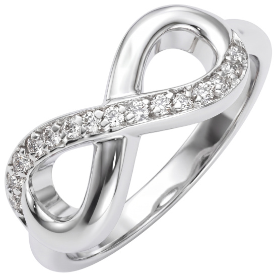 Damen Ring Unendlichkeit 925 Sterling Silber rhodiniert mit 15 Zirkonia