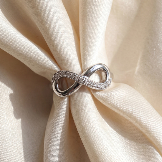 Damen Ring Unendlichkeit 925 Sterling Silber rhodiniert mit 15 Zirkonia