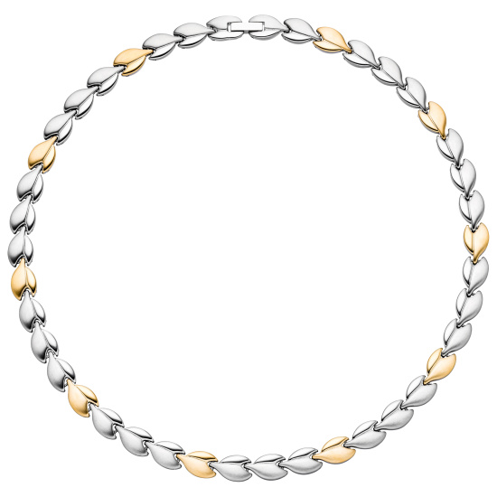 Collier / Halskette aus Edelstahl gold farben beschichtet bicolor 45 cm Kette