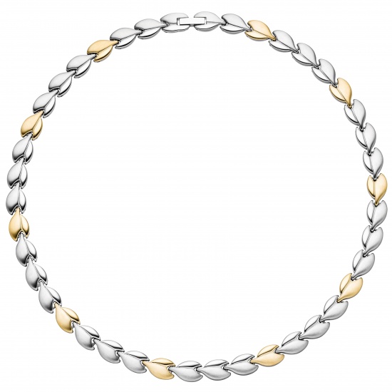 Collier / Halskette aus Edelstahl gold farben beschichtet bicolor 45 cm Kette