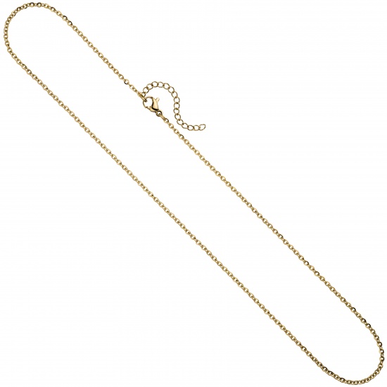 Halskette Edelstahl gelbgold farben beschichtet 1,9 mm 47 cm Kette Karabiner