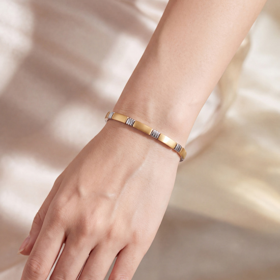 Armband aus Edelstahl gold farben beschichtet bicolor 21 cm verkürzbar