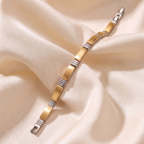 Armband aus Edelstahl gold farben beschichtet bicolor 21 cm verkürzbar