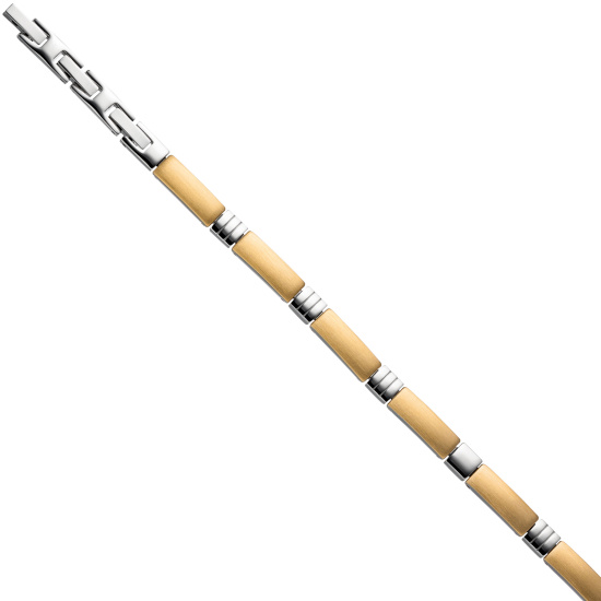 Armband aus Edelstahl gold farben beschichtet bicolor 21 cm verkürzbar