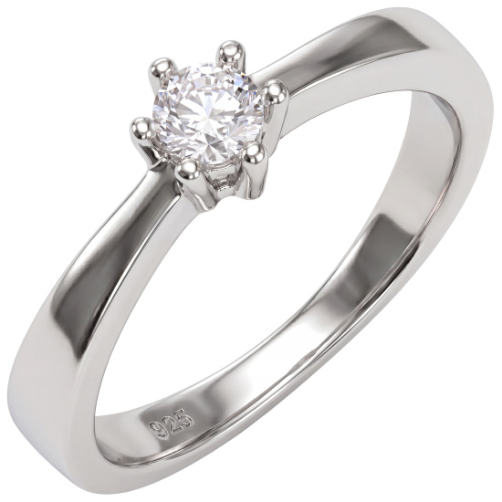 Damen Ring 925 Sterling Silber 1 Zirkonia Silberring