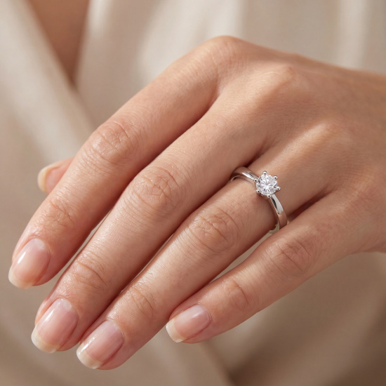 Damen Ring 925 Sterling Silber 1 Zirkonia Silberring