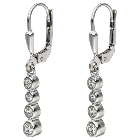 Ohrhänger 925 Sterling Silber 8 Zirkonia Ohrringe Silberohrringe