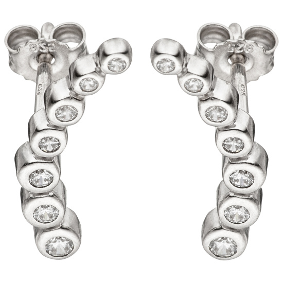Ohrstecker 925 Sterling Silber 14 Zirkonia Ohrringe Silberohrringe
