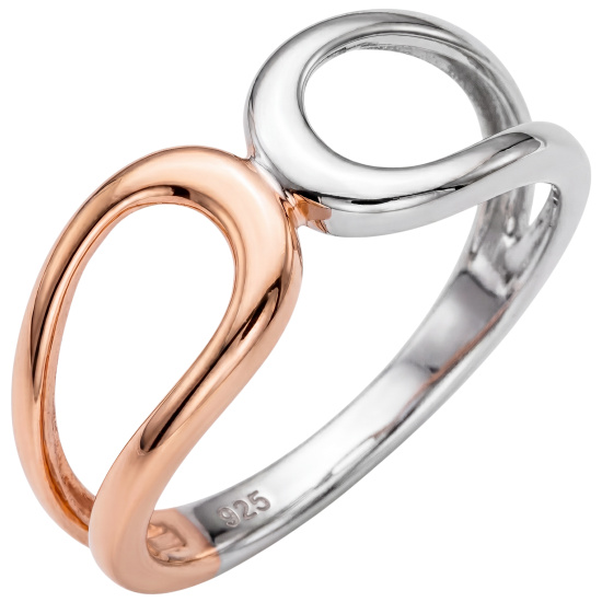 Damen Ring 925 Sterling Silber bicolor vergoldet Silberring