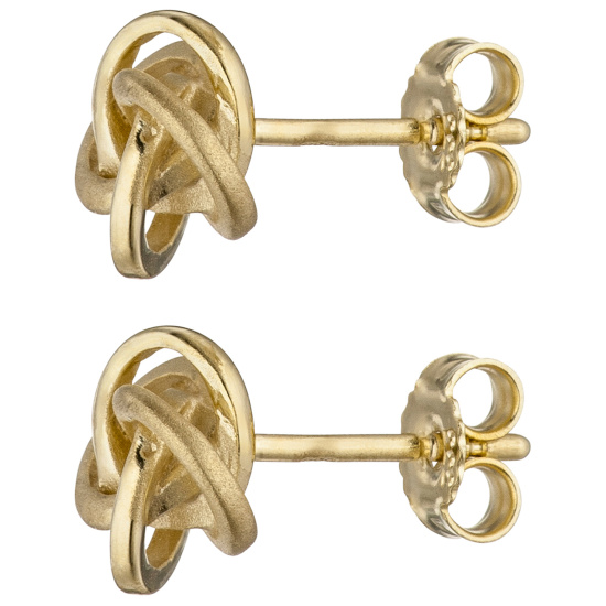 Ohrstecker verschlungen 333 Gold Gelbgold matt mattiert Ohrringe Goldohrringe