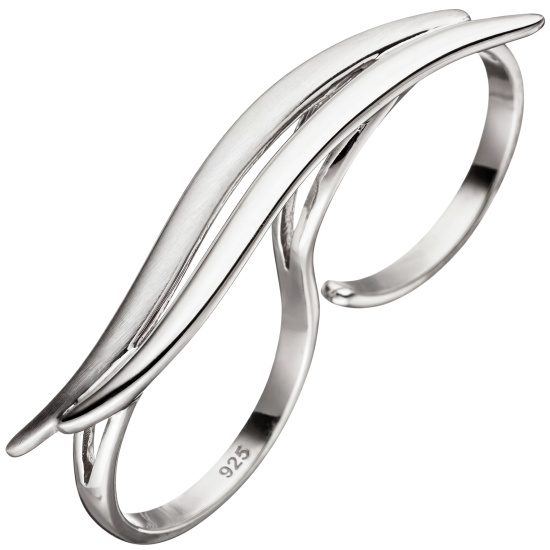 Damen Ring Zweifingerring 925 Sterling Silber matt mattiert Silberring 2 Finger