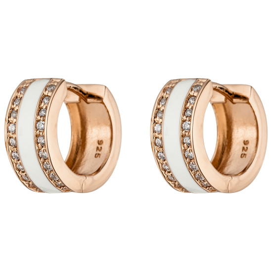 Creolen rund 925 Silber rotgold vergoldet mit 36 Zirkonia Ohrringe