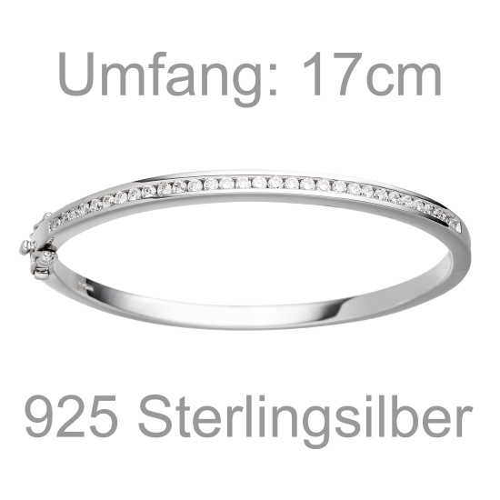 Armreif Armband 925 Sterling Silber mit 31 Zirkonia Silberarmband Silberarmreif