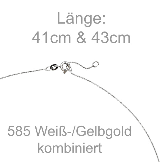 Collier Halskette Unendlich 585 Gold bicolor 5 Diamanten Brillanten Kette