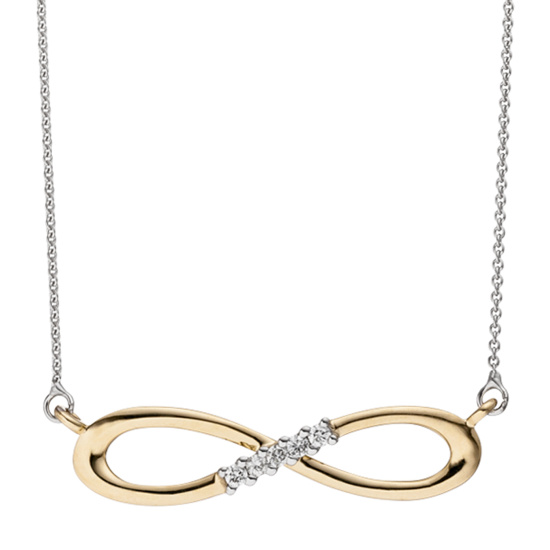 Collier Halskette Unendlich 585 Gold bicolor 5 Diamanten Brillanten Kette