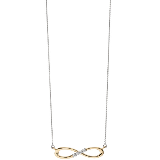 Collier Halskette Unendlich 585 Gold bicolor 5 Diamanten Brillanten Kette