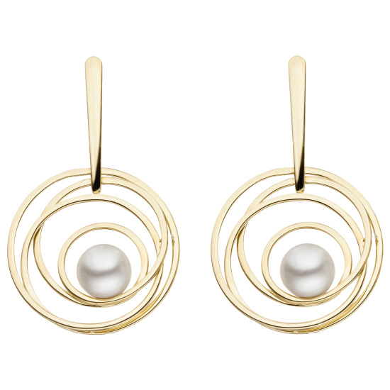Ohrhänger 585 Gold Gelbgold 2 Süßwasser Perlen Ohrringe Perlenohrringe