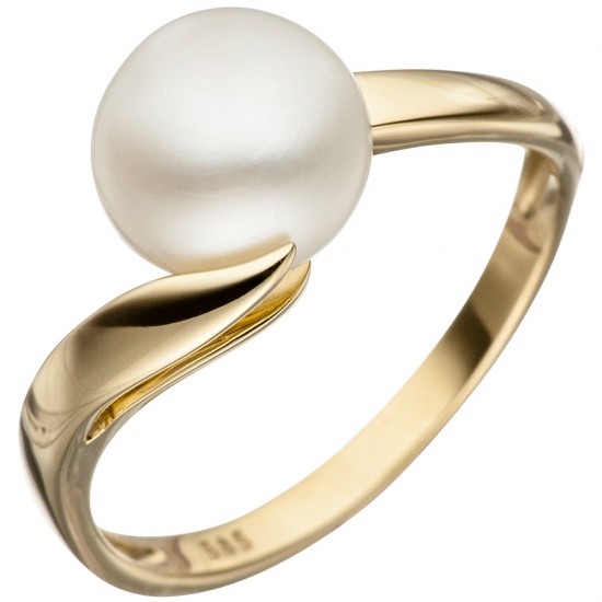 Damen Ring 585 Gold Gelbgold 1 Süßwasser Perle Perlenring Goldring