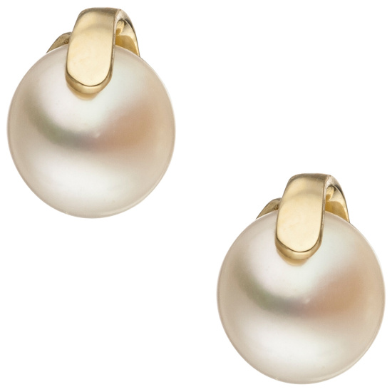 Ohrstecker 585 Gold Gelbgold 2 Süßwasser Perlen Ohrringe Perlenohrstecker