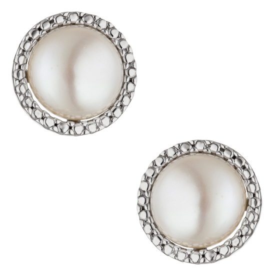 Ohrstecker 333 Gold Weißgold 2 Süßwasser Perlen Ohrringe Perlenohrstecker